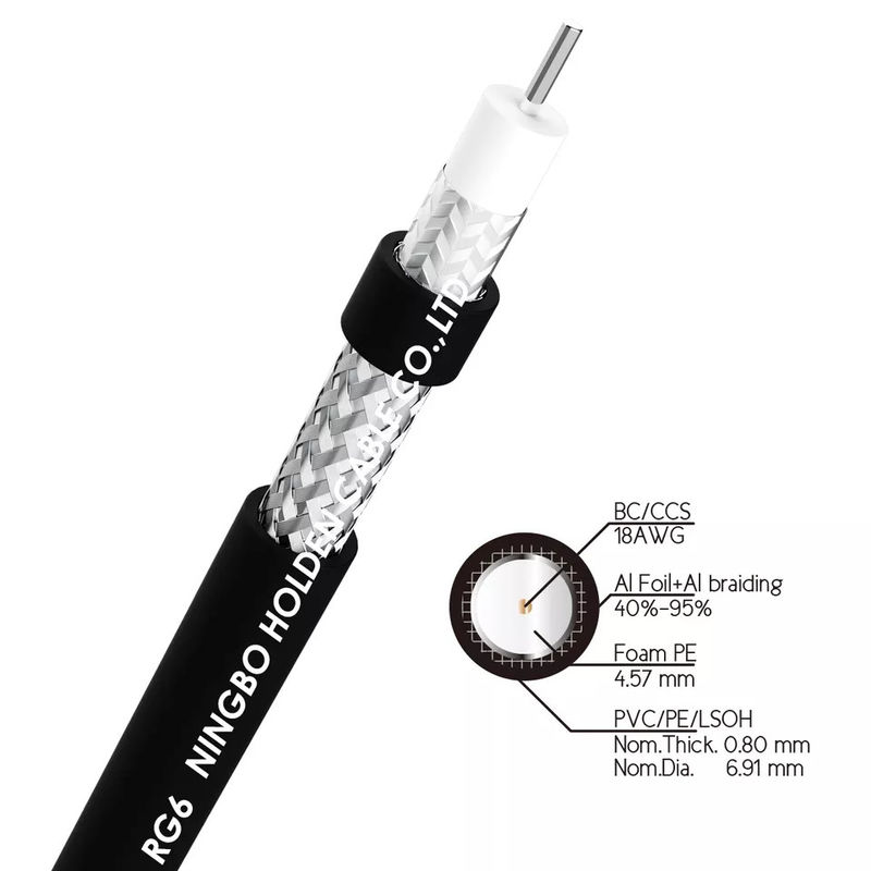75 Ohm 100 Ohm LSZH Jacket Rg6 Coax Cable For Internet XLPE Insulation
