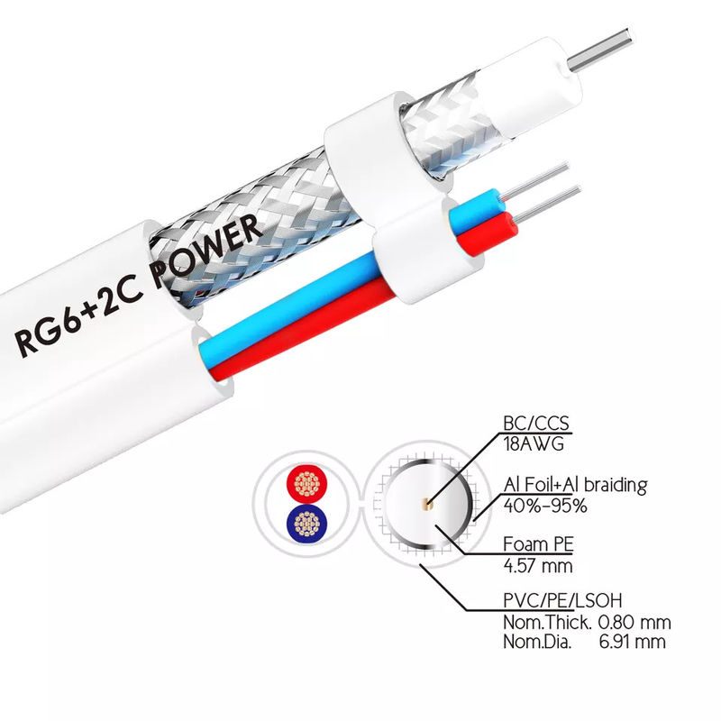 50 Ohm Solid Bare Copper Rg6 Coaxial Cable 1000 Ft For Satellite Receiver