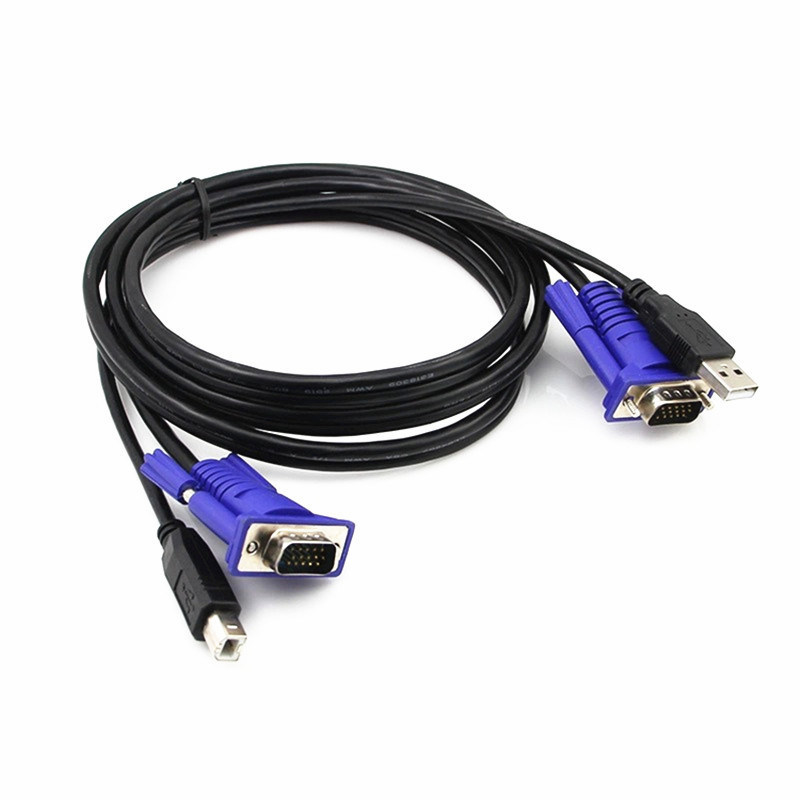 Custom Cable Blue Plug VGA Cable Computer Cable VGA (3+2) Video Cable Supports 24 Inch Screen VGA Computer Connection 1.5m