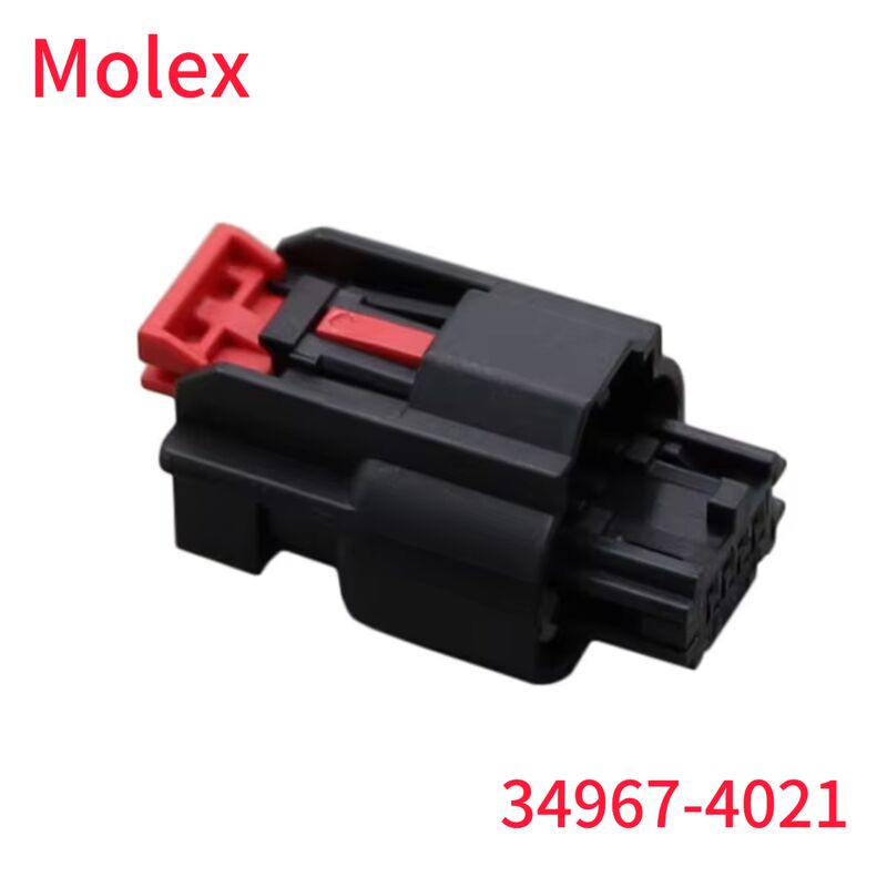 Molex 34967-4021 4-Pin Black Automotive Connector Housing with Red Locking Clip, Original Molex Connector